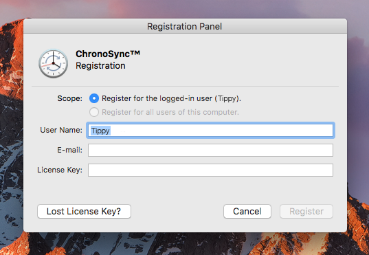 chronosync license key